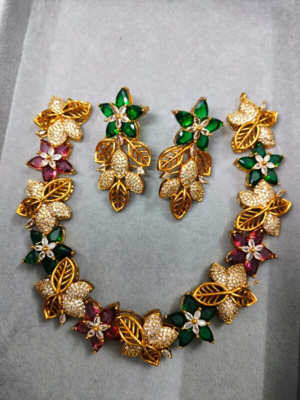 Vibrant Multi-Color Floral Garden Necklace Set