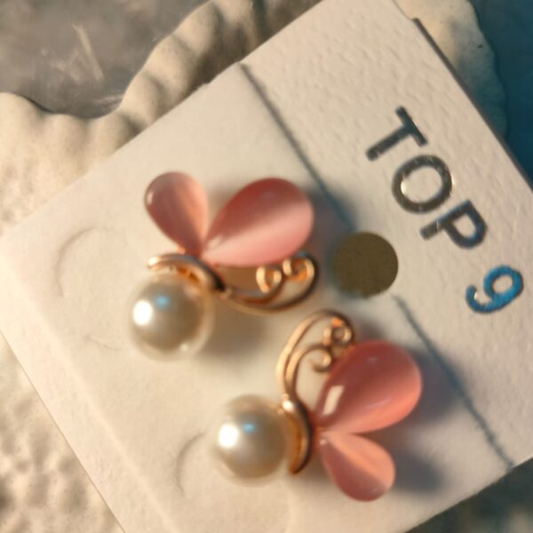 Whimsical Pink Butterfly & Pearl Studs - ✨ BUY 2, GET 1 FREE! ✨