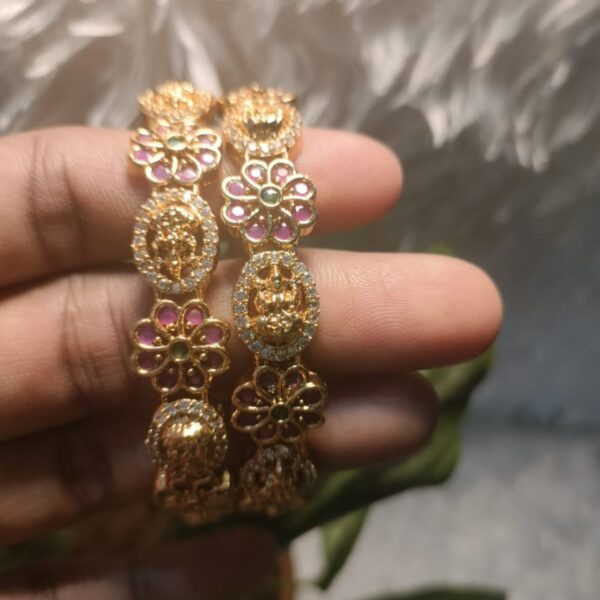 Exquisite Antique Gold Lakshmi Temple Bangles