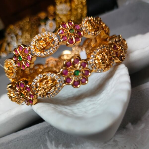 Exquisite Antique Gold Lakshmi Temple Bangles