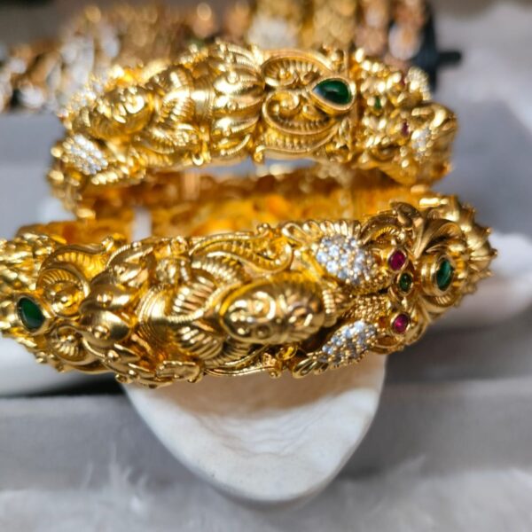 Majestic Antique Gold Nakshi Kada Bracelet