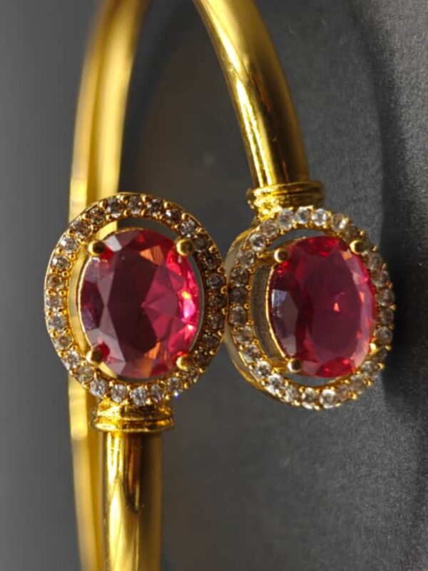 Regal Ruby Red & Diamond Halo Open Cuff Bracelet - ✨ BUY 2, GET 1 FREE! ✨