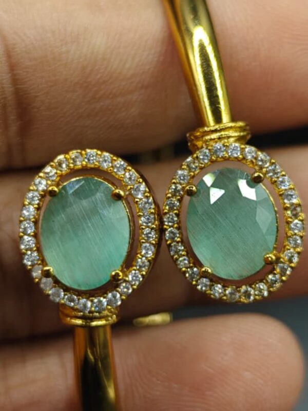 Elegant Sea Green "Cat's Eye" & Diamond Halo Cuff Bracelet - ✨ BUY 2, GET 1 FREE! ✨