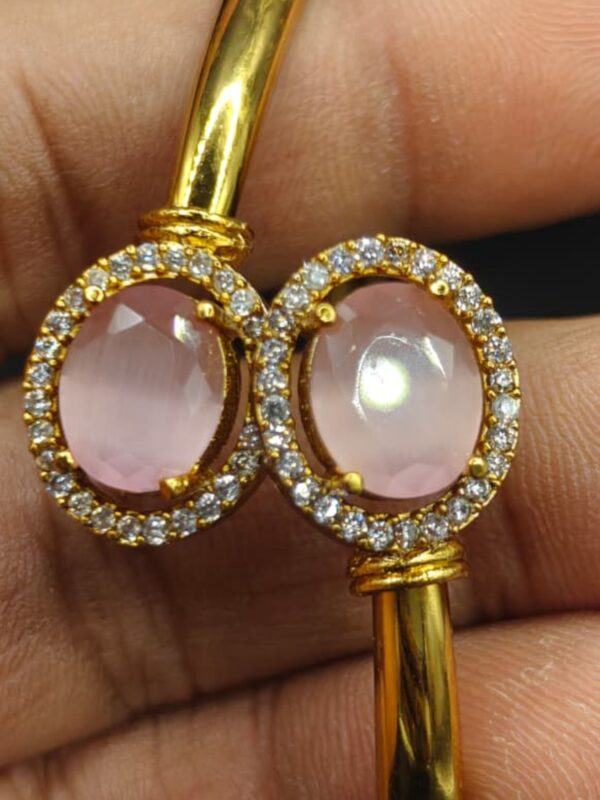 Elegant Rose Pink "Cat's Eye" & Diamond Halo Cuff Bracelet - ✨ BUY 2, GET 1 FREE! ✨