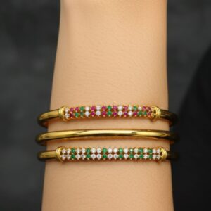 Classic Ruby, Emerald & AD Stone Bangle Set (Set of 3) - ✨ BUY 2, GET 1 FREE! ✨