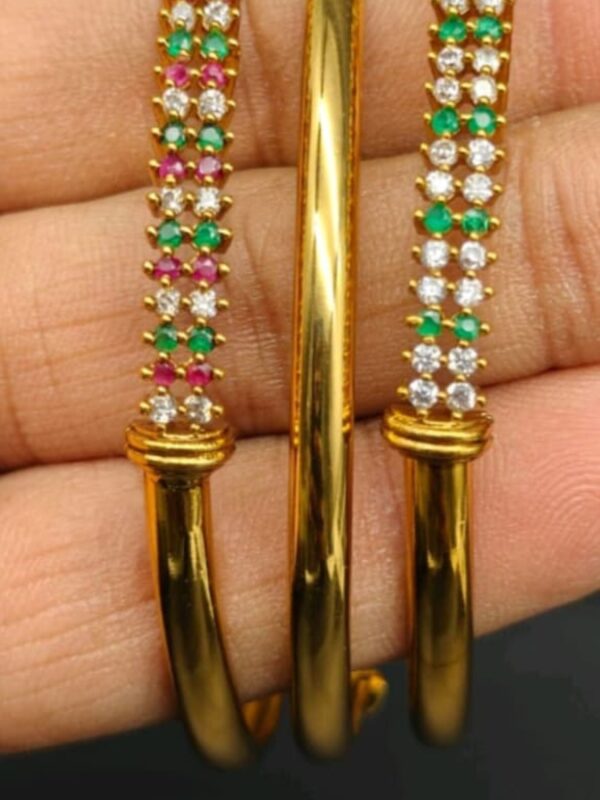 Classic Ruby, Emerald & AD Stone Bangle Set (Set of 3) - ✨ BUY 2, GET 1 FREE! ✨
