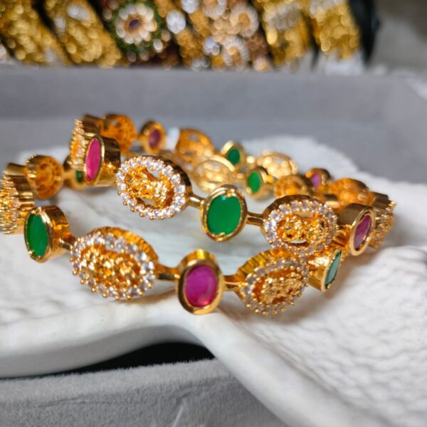 Auspicious Lakshmi & Kemp Stone Temple Bangles