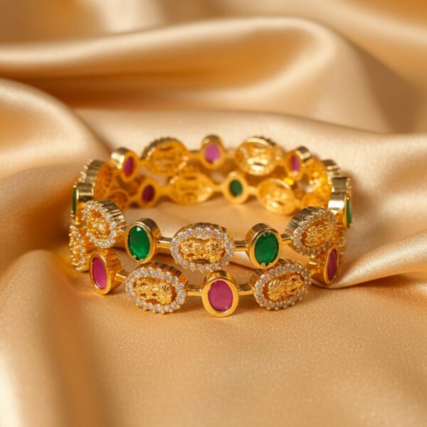 Auspicious Lakshmi & Kemp Stone Temple Bangles