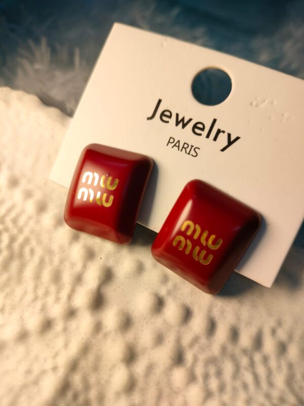 Chic Red & Gold Designer-Inspired Logo Stud Earrings - ✨ BUY 2, GET 1 FREE! ✨
