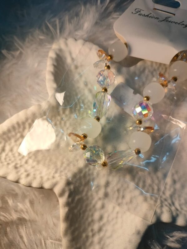 Ethereal Frosted White & Iridescent Crystal Bracelet